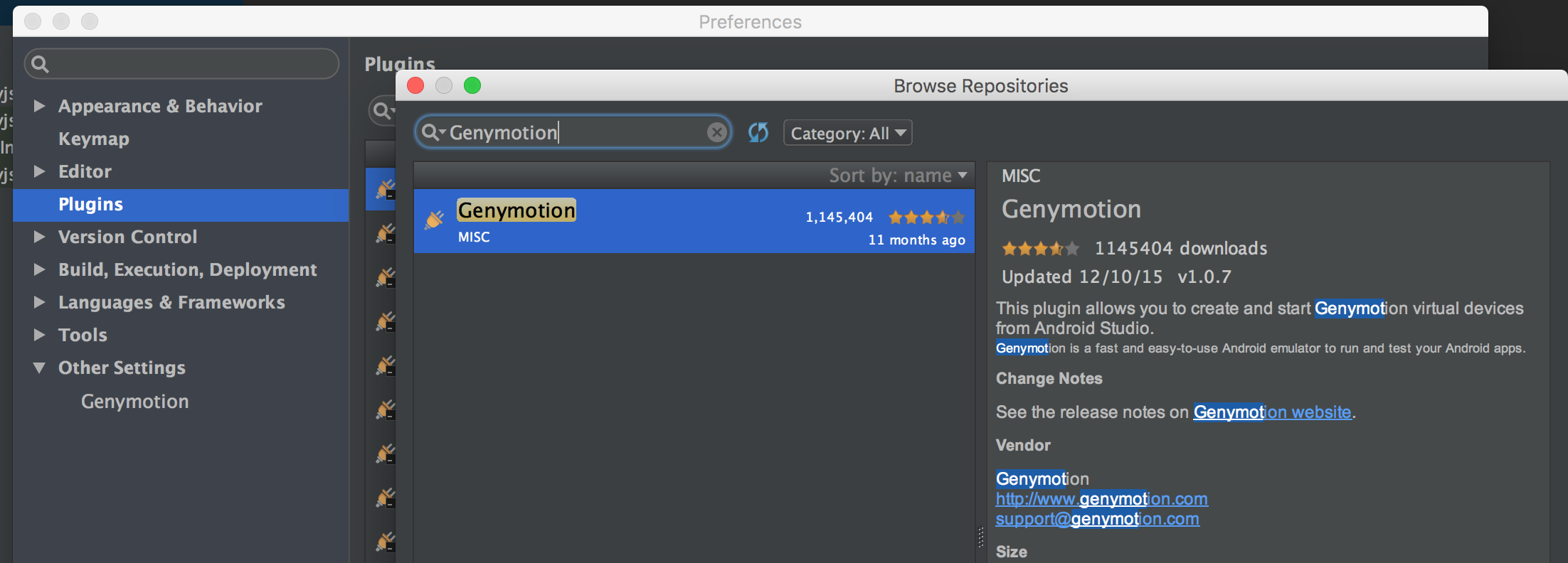 安装Genymotion插件