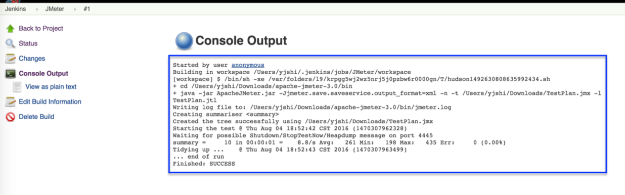 Jenkins执行结果