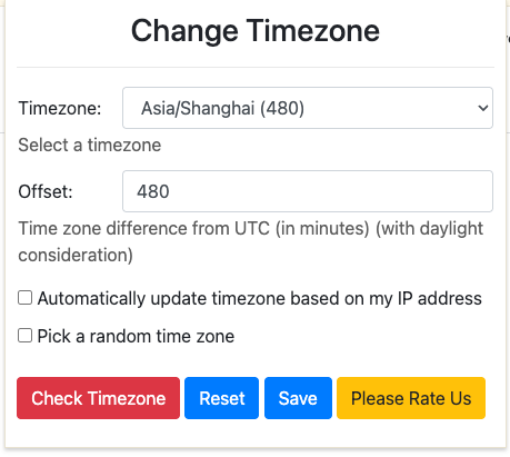 Change Timezone